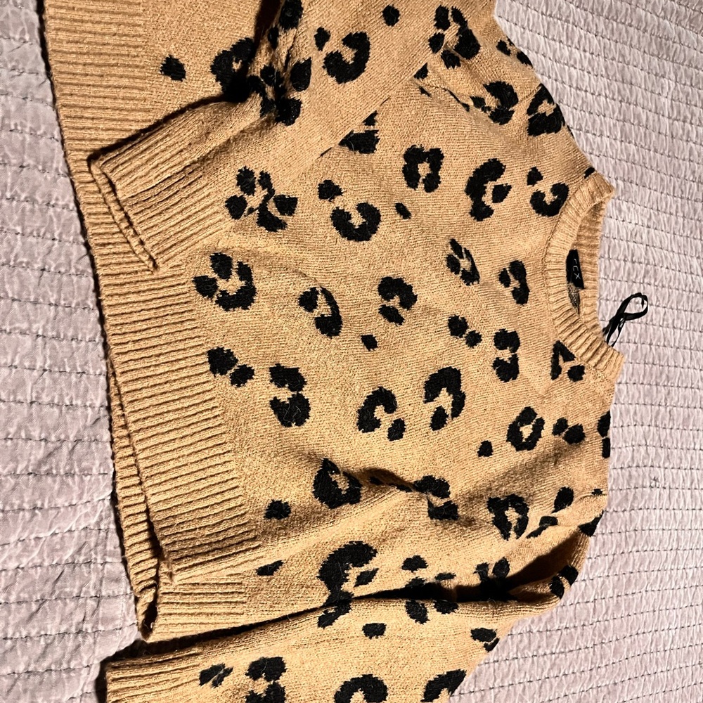 City chic Tan and Black Leopard Sweater